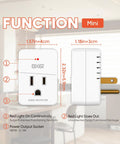 Slick Compact Single Outlet Surge Protector With Flat Plug And Led Indicator For Fridges Computers Tvs And Home Electronics Sweet 540 Joule Power Spike Shield 15 Amp Wall Mount Guard image showing dimensions and functionality.