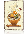 Vintage Metal Sign Ramen Noodle Art Tin Sign Poster For Home Room Garage Office Decor 8x12 Inch Wall Art Retro Kitchen Decor Perfect For Diner Bar Coffee Corner Man Cave featuring steaming ramen bowl illustration.