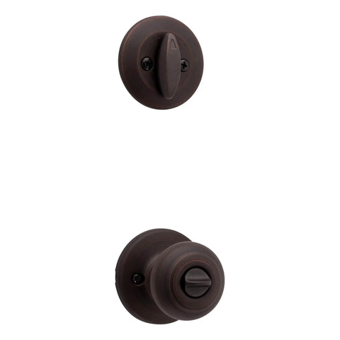 Cove Entry Knob And Single Cylinder Deadbolt Combo Pack In Venetian Bronze, Universal Handing For Right Or Left Doors, Adjustable Latch