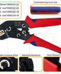 Twippo Weather Pack Connectors 18-14 AWG Kit With 26 Sets Includes Waterproof Sealed Terminals And Housings Perfect For Auto Electrical Repairs And Custom Wiring Job That Need Reliable Heavy Duty Connection. Ratcheting crimp tool for 0.25-1.5mm² wire