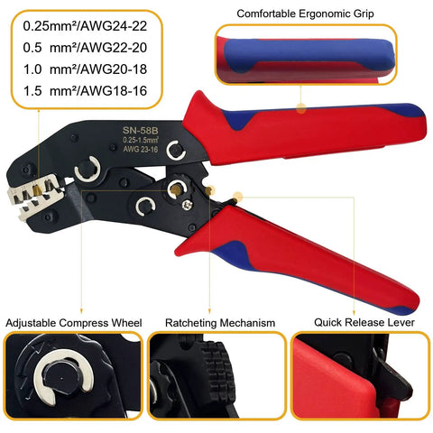 Twippo Weather Pack Connectors 18-14 AWG Kit With 26 Sets Includes Waterproof Sealed Terminals And Housings Perfect For Auto Electrical Repairs And Custom Wiring Job That Need Reliable Heavy Duty Connection. Ratcheting crimp tool for 0.25-1.5mm² wire