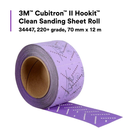 Beast Fast Cutting Auto Sanding Roll With Pro Grade Multi Hole Dust Extraction, 70 mm By 12 M, 220 Plus Grit, purple roll