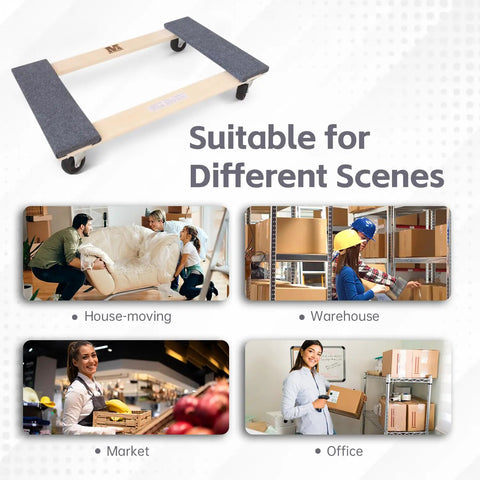 Heavy Duty Hardwood Furniture Moving Dolly Two Pack, 1320 Lb Dynamic Capacity With 2000 Lb Static Strength, suitable for various scenes