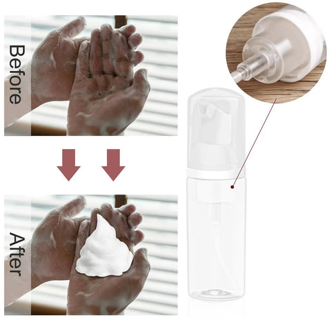 2 Oz Travel Foam Dispenser Bottles Set Empty Plastic Pump Bottles for Hand Soap and Shampoo Refillable and Reusable