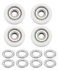 Heavy Duty Nylon Guide Pulley Roller Kit Featuring Double Metal Sealed Ball Bearings Includes Four White Idler Wheels With Stainless Spacers.