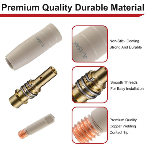 Premium Welding Knight 10 Piece Kit features non stick coated ceramic nozzles and contact tips for .035" wire, ideal for MIG welding.