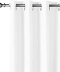 Room Darkening Blackout Curtain Panels With Grommets Set Of 2 White 52 By 63 Inches displayed on rod close-up
