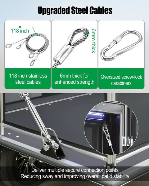 Conversion Cable Kit For Toy Hauler Patio Door With 109 Inch Stainless Steel Support System And Ramp To Deck Upgrade Hardware Set For RV Garage Entry Beefed Up Heavy Duty Construction For Smooth Setup And Lasting Outdoor Space
