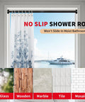 Black Stainless Steel Shower Curtain Rod 34 To 66 Inches Adjustable Tension Rod No Drilling No Rust Non Slip For Bathroom Or Window