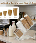 Clear Acrylic Coffee Cup And Lid Holder With Straw Organizer Five Compartment Disposable Cup Dispenser And Countertop Rack.
