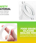 Eight Pack Silicone Canning Jar Seals With Airtight Reusable Gaskets Crafted For Standard Mouth Mason Lids To Keep Your Pantry Staples Locked Tight While Maintaining Peak Freshness Season After Season In White, showing soft silicone sealing ring.