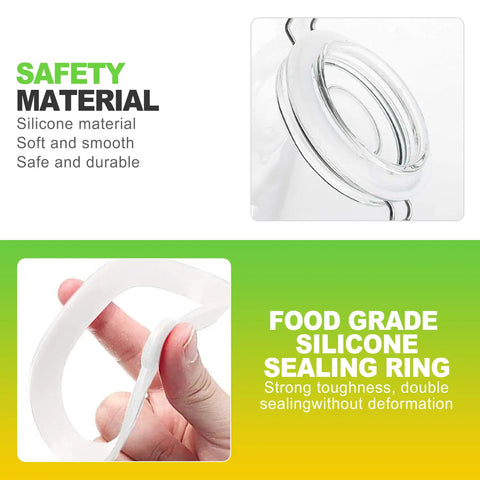 Eight Pack Silicone Canning Jar Seals With Airtight Reusable Gaskets Crafted For Standard Mouth Mason Lids To Keep Your Pantry Staples Locked Tight While Maintaining Peak Freshness Season After Season In White, showing soft silicone sealing ring.