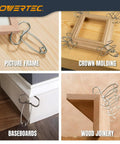 Miter Spring Clamps Kit With Spring Loaded Pliers And 8 Quick Clamps for picture frames, crown molding, baseboards, and wood joinery.