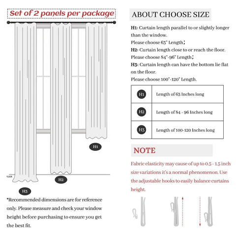 Diagram showing set of 2 panels of Natural Linen Blend Heavy Fall Curtains 86 Inches Long with measurement guide.
