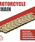 Gold 520 X Ring Motorcycle Chain With 114 Links And Master Link Pro Grade Heavy Duty Drive Chain for versatile compatibility.