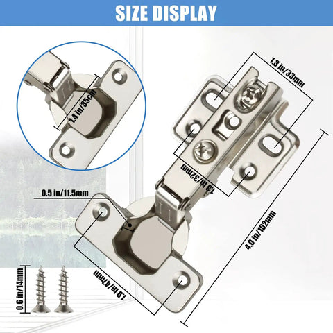 35mm Concealed Cabinet Hinges 2 Pack For Full Overlay Frameless Cabinets Rust Resistant Nickel Plated Cold Rolled Steel Built