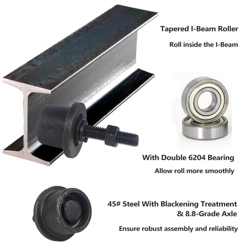Beefy I Beam Trolley Rollers For Steel Channel Hoists With Universal Fit And Dual Bearings Pack Of 4 550 Lbs Each Smooth Movement