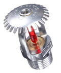 Heavy Duty Upright Fire Sprinkler Head With 68 Celsius Red Glass Bulb And Durable Copper Alloy Frame Finished In Polished Chrome.