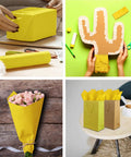 Various uses of Bright Yellow Tissue Paper Sheets 20 By 14 Inches Pack of 100 for crafts, decor, and gifts.