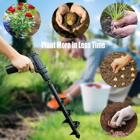 Rapid Planting Auger Drill Bit For Gardens Two By Eight Point Seven Inch Size with gardening and planting scenes