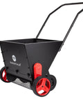 Upgrade Push Lawn Spreader for Compost and Peat Moss, No-Fuss Organic Fertilizer Spreader with metal mesh basket topdresser