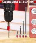 Magnetic Drill Bit Extension Set Four Piece Kit with 2 In, 4 In, 6 In, 12 In lengths and quick release bit holder.