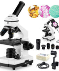 Kid Friendly Microscope Kit For Kids And Adults 100X To 2000X Compound Microscope with 25X Eyepiece, 6 magnification settings.