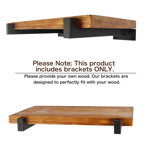 Mounted wood shelf using Beefy 6 Inch Black Shelf Brackets Set For Wall Mounting Heavy Duty Industrial Shelving Supports With Lip 6 Pack
