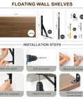 Floating Shelves Wall Mounted Set Of 2 With Heavy Duty Wood Construction Built To Last And Reinforced Anti Sag Brackets Includes 12 Hollow Wall Anchors And Complete Installation Kit For Drywall And Concrete. Walnut shelf kit with brackets and anchors, 15.7 x 7.9 in