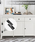 Dead Simple Black Lift Off Cabinet Hinges Left Handed 2.5 Inch Size shown on white cabinet with decorative items.