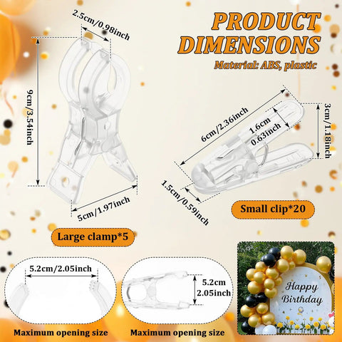 25 Pks Heavy Duty Balloon Arch Clips With Spring Clamps For Garland Backdrops Birthday Weddings Photoshoots Party Decorations Reusable Transparent Plastic Accessories That Are Perfect For Any Awesome Event, transparent ABS sizes