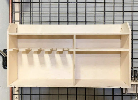 Cordless Drill Tool Holder Organizer Rack With Custom 5 Slot Design Wood Shelf Case For Home Workshop Multi Storage Made In The USA