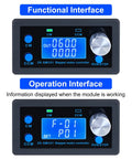 Two ZK-SMC01 stepper motor controllers with blue LCD displays and blue knobs.