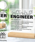 Engineer Gifts For Women And Men Nerdy But Nice Clear Acrylic Desk Sign Decor For Office Classroom Dorm Perfect For Engineering Student Appreciation Birthday Graduation Or Retirement Gift Idea. Acrylic sign with wood stand on desk.