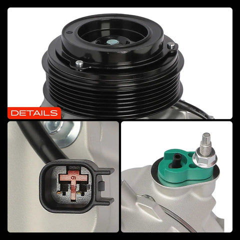 Heavy Hitter AC Compressor With Clutch 7ZSB16 PAG46 Oil Fits Ford Explorer 2011 To 2015 3.5L V6 showing clutch and electrical connections.