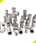 3/4 Inch Press To Female Iron Pipe Carbon Steel Union Coupling Fitting With HNBR Seal Ring in various sizes and angles.