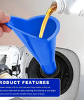 Two Pack Oil Funnel For Auto Care, Spill Saver Long Neck Plastic Engine Filler For Oils Lubricants Water And Other Liquids, Multi Purpose Car Maintenance Tool, Blue