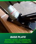 Close-up of 2 In 1 Flooring Nailer And Stapler For 16 Gauge L Shaped Cleats And 15.5 Gauge One Half Inch Staples, showing base plate