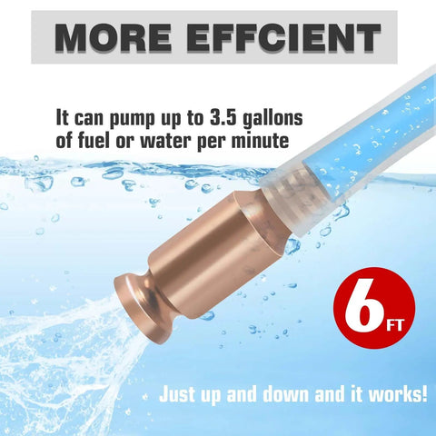 No Hassle Six Foot Fuel Siphon Hose With One Half Inch Brass Shaker Valve And Clear High Grade Pvc Tubing, 6 ft efficient pump.