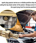 Straight From The Shop Heavy Duty Piston Stop Tool And Tdc Locator Screw Built Tough For 14Mm Spark Plugs in use for engine timing.