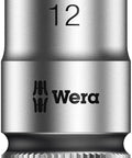 Zyklop Pro Grade Three Eighths Inch Drive Socket With Ball Intercept Ring, Twelve Millimeter Hex Head, Brushed Chromium Finish, Rear Knurling