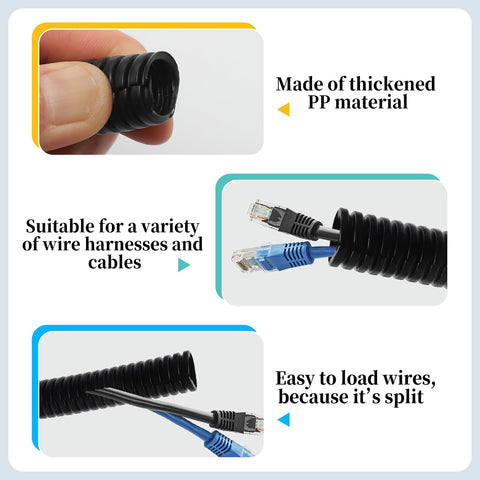Split Wire Loom Kit One Quarter Inch, One Half Inch, Three Eighths Inch, Three Quarters Inch, Thirty Feet Per Roll, cable sleeves