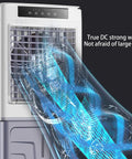 Keep Things Chill With This Portable Evaporative Air Cooler Delivering Whisper Quiet Three Fan Speeds Four Reusable Ice Crystals And Handy Timer For Bedroom Or Office, showing airflow from the unit.