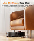 Robot Vacuum And Mop Combo With Self Emptying Station And 7000Pa Suction LiDAR Navigation under a couch at 3.82 inches tall