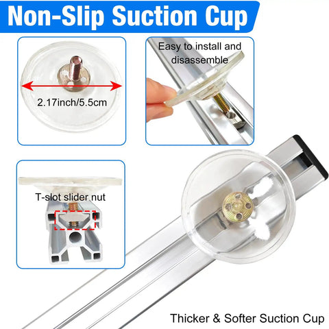 Heavy Duty 24V Telescopic Linear Actuator non-slip suction cup with T-slot slider and easy install, 2.17 inch diameter