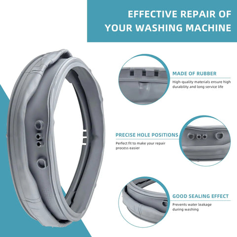 Upgraded MDS47123619 Washer Door Gasket Replacement For LG Kenmore Front Load Washers Durable Silicone Seal To Stop Leaks And Keep Your Washer Humming Easy Install Wear Resistant Corrosion Resistant Door Boot, gray rubber gasket