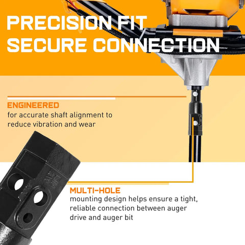 Built Tough Heavy Duty Auger Adapter Converts 2 Inch Female Hex To 2 Inch 9 16 Male Round Shaft For seamless connection and precision fit.