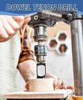 Top Tier Half Inch Shank Carbon Steel Wood Dowel Plug Cutter in use on wood for clean pocket hole plugs.