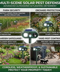 Solar Powered Deer Repellent For Plants And Gardens, Ultrasonic Animal Deterrent With LED Strobe And Adjustable Frequency, Outdoor Garden Pest Control That Keeps Deer And Critters Away From Your Landscaping in green