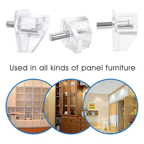 3 Mm Shelf Pins Set With Clear Finish Beefy Heavy-Duty Nickel-Plated Iron Pegs And Shelf Clips for cabinet furniture support